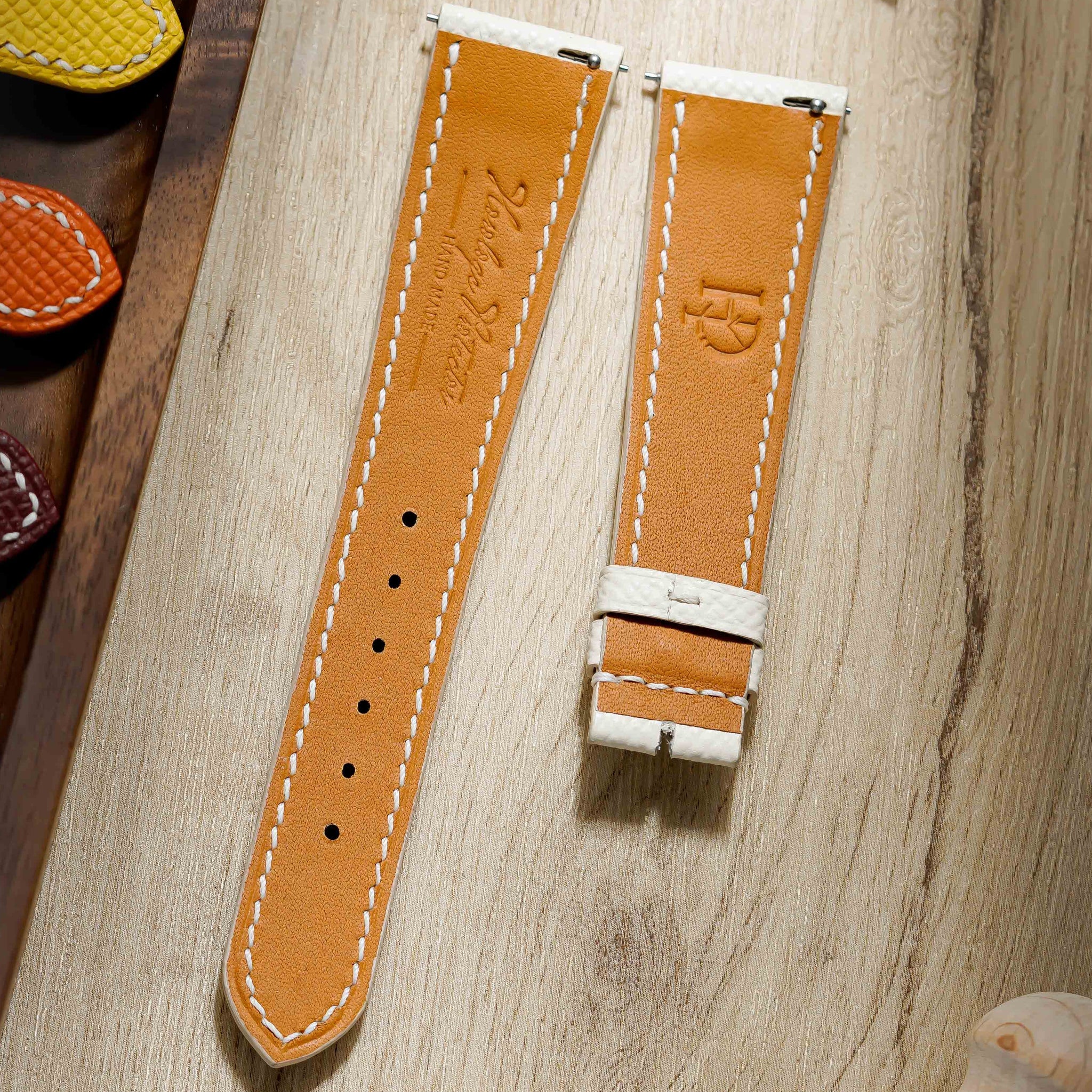 Hand made epsom leather strap in Nata